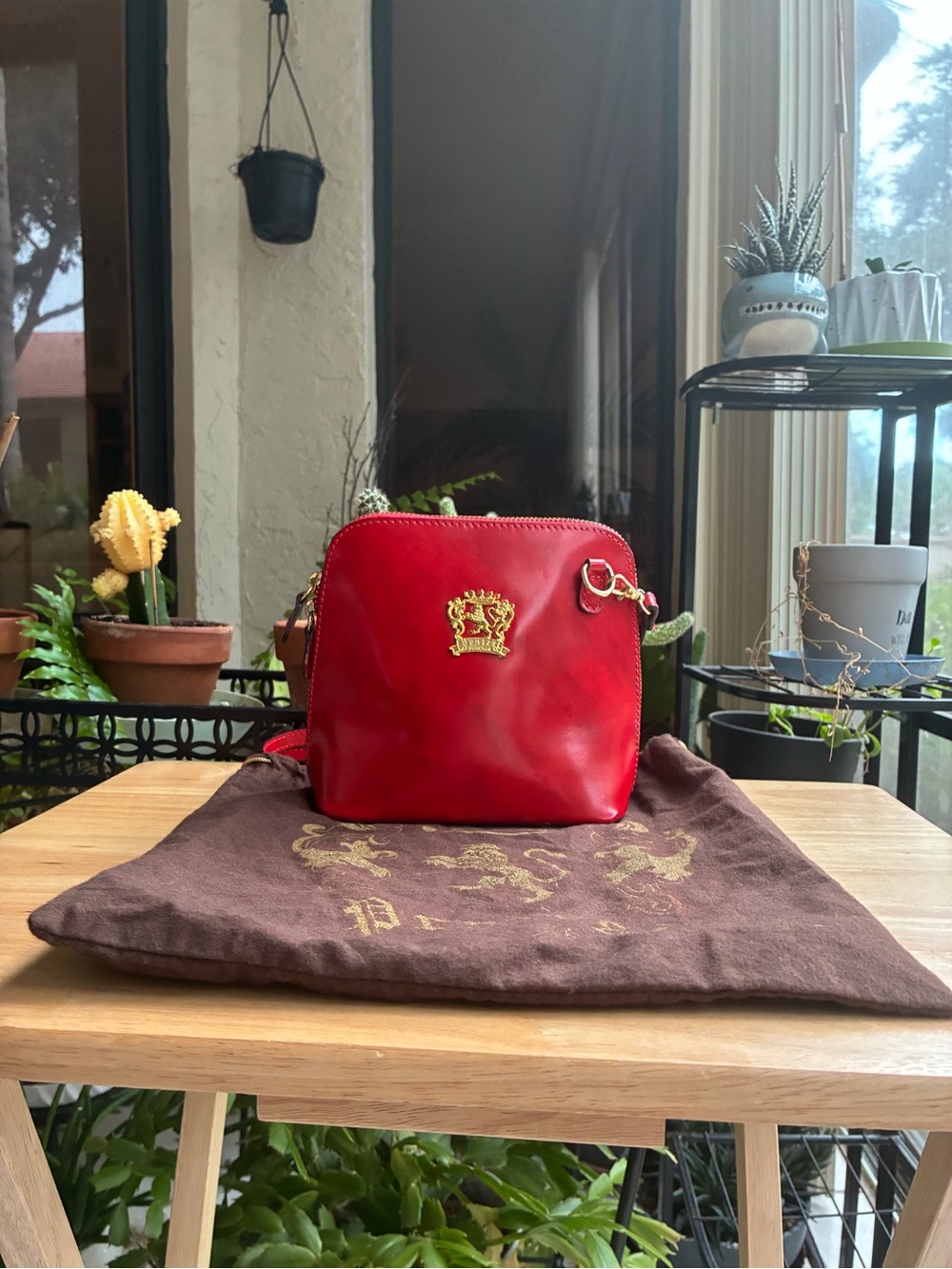 Pratesi Firenze Italian Cherry Red Leather Crossbody Bag - Picture 3 of 16